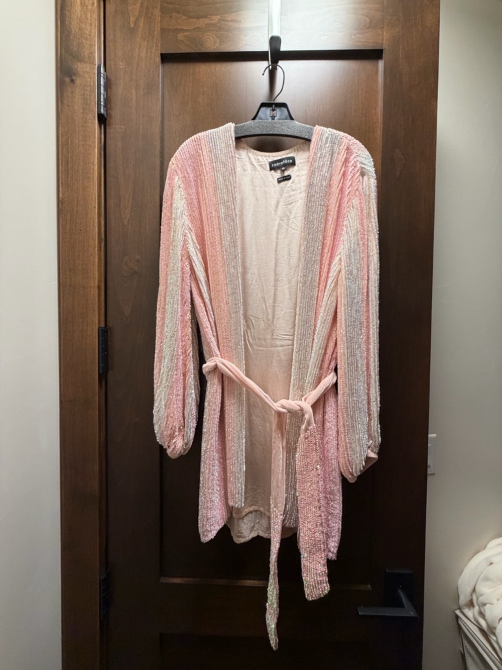 Retrofete Pink & Cream Sequin Mini Dress Robe